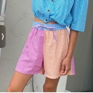 Tach Gingham Shorts S Cotton Pull On Coastal Preppy Beach Old Money Hamptons 90s